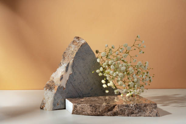istock Stone display mockup for advertising against beige background 1924027052