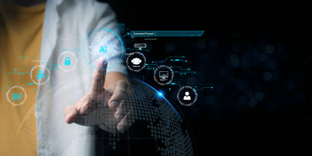 istock Chat with AI or Artificial Intelligence. Young businessman chatting with a smart AI or artificial intelligence using an artificial intelligence chatbot developed by OpenAI. 1924113433