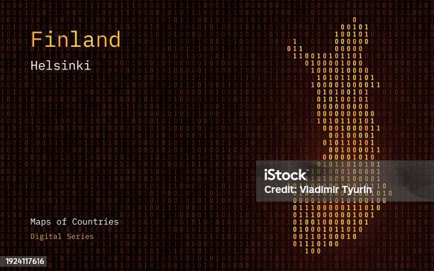 Finland Destination Code Vetores de Finland Map Shown In Binary Code Pattern Matrix Numbers Zero ...