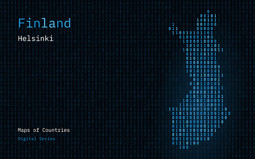 Finland Destination Code Finland Map Shown In Binary Code Pattern Matrix Numbers Zero One ...