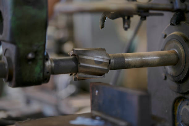 Close up of work tool at metal workshop. Factory and Blue collar worker concept.
