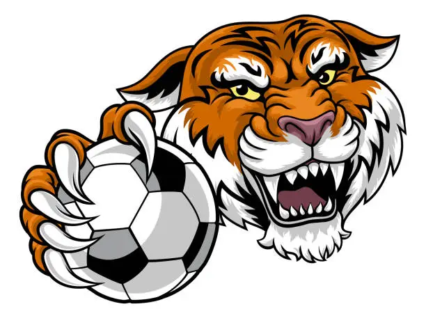 Vector illustration of Tiger Soccer Football Animal Sports Team Mascot
