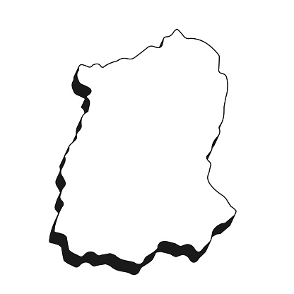 Map of Sikkim isolated on a blank background with a black outline and shadow. Vector Illustration (EPS file, well layered and grouped). Easy to edit, manipulate, resize or colorize. Vector and Jpeg file of different sizes.