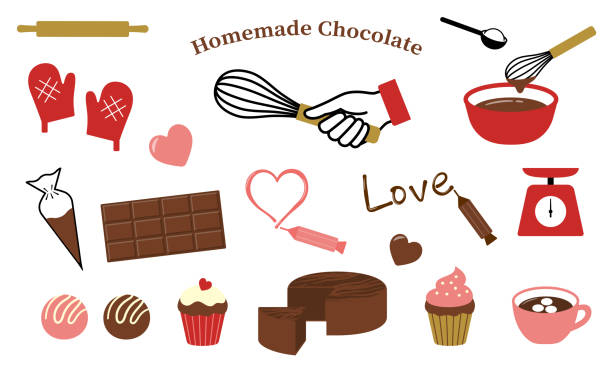 ilustrações de stock, clip art, desenhos animados e ícones de homemadechocolate - trufa de chocolate
