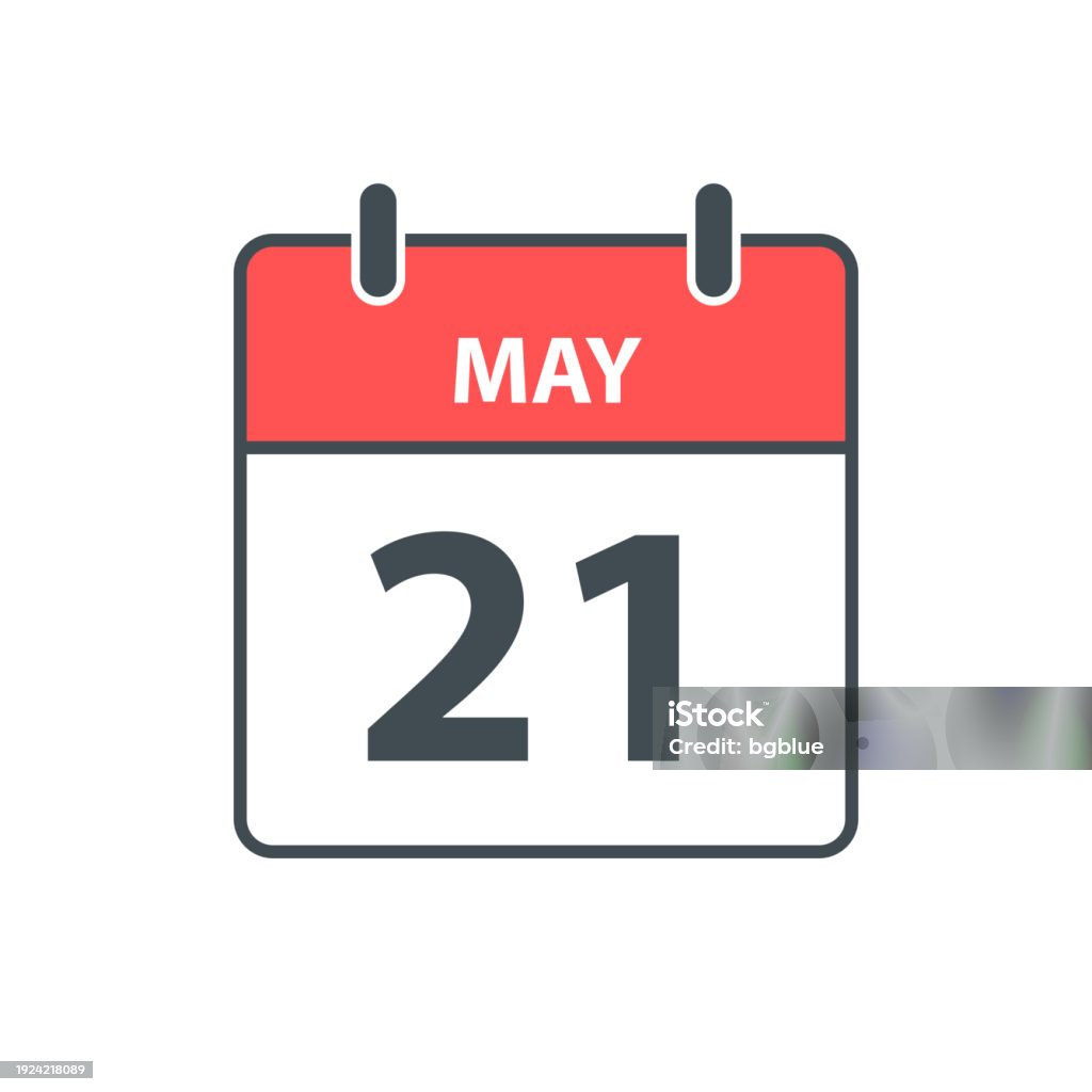 May 21 Daily Calendar Icon In Flat Design Style On White Background