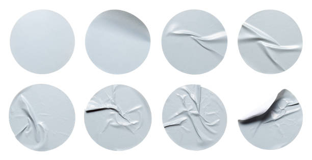 Blank grey round adhesive stickers