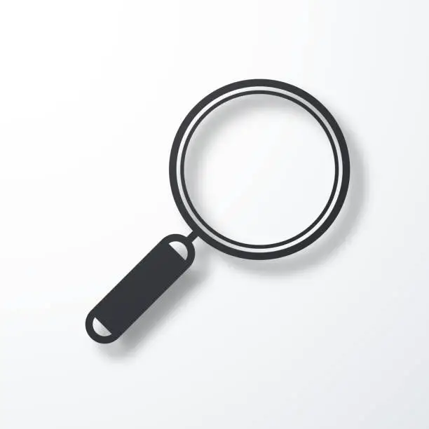 Vector illustration of Magnifying glass. Icon with shadow on white background