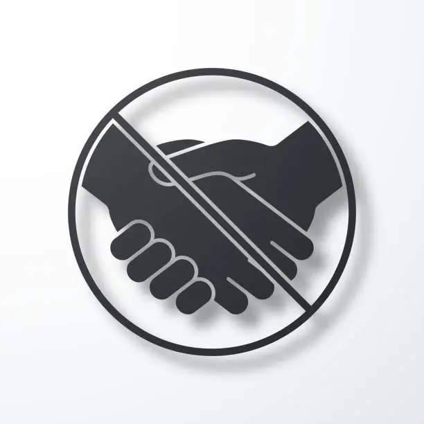 Vector illustration of No handshake. Icon with shadow on white background