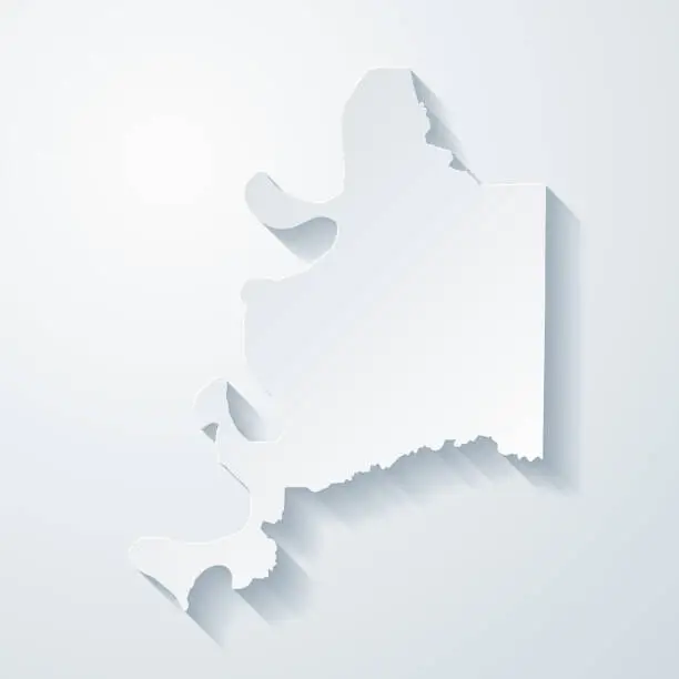 Vector illustration of Adams County, Mississippi. Map with paper cut effect on blank background