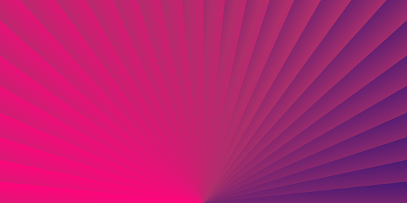 Modern and trendy background. Abstract design with lots of lines and a beautiful color circular gradient, looking like light rays or sunbeams. This illustration can be used for your design, with space for your text (colors used: Red, Pink, Purple, Blue). Vector Illustration (EPS file, well layered and grouped), wide format (2:1). Easy to edit, manipulate, resize or colorize. Vector and Jpeg file of different sizes.