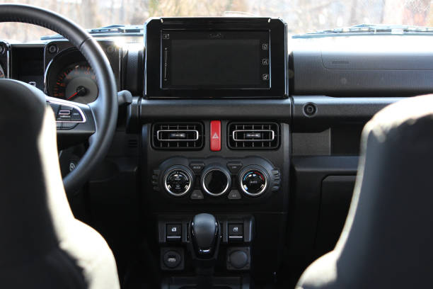 istock Panel with the climate system and the central display in the car interior 1924306006