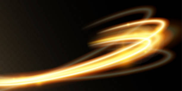 istock Light gold effect of shiny lines.Gold color glowing design element.Wavy bright stripes. 1924314129