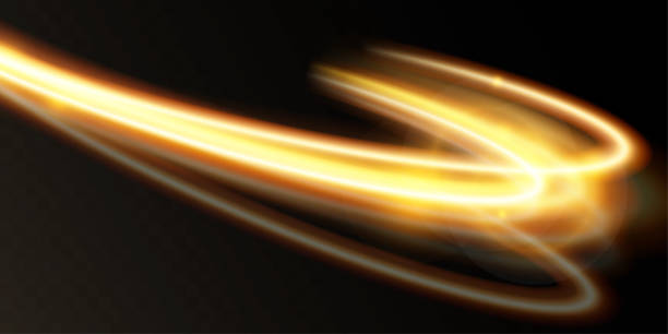 istock Light gold effect of shiny lines.Gold color glowing design element.Wavy bright stripes. 1924314131