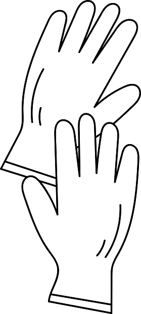 Garden Gloves Outline Vector Illustration