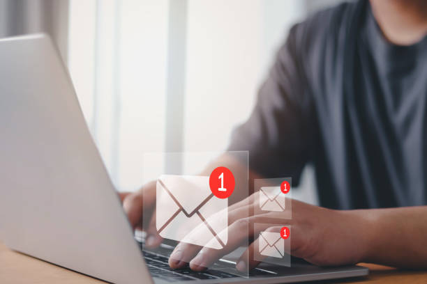 istock Email, push notifications, information, media, contacts, applications, people, organizations, social media, contacts, and messaging. Send newsletter Digital message technology for communication 1924327652