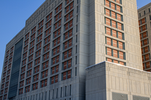 Nyc, United States – September 05, 2023: The exterior of the MDC Brooklyn Federal Bureau of Prisons located in Brooklyn, New York, USA