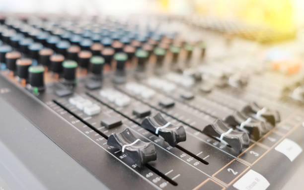 istock Mixing console in sound recording studio with shallow depth of field. 1924359066