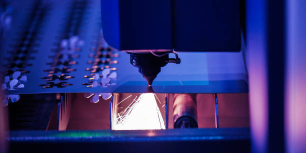 istock Industrial cnc laser cutter with sparks 1924377688