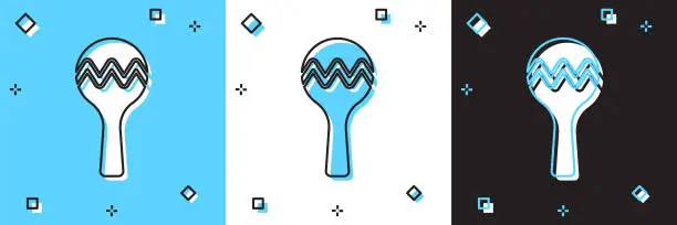 Vector illustration of Set Maracas icon isolated on blue and white, black background. Music maracas instrument mexico. Vector