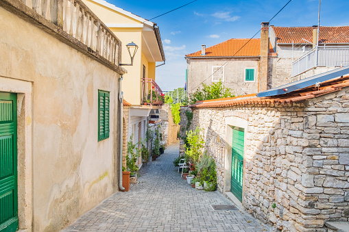 Old street in historic town of Skradin in Dalmatia, Croatia