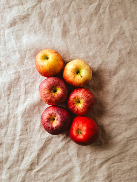 istock Still life of red apples on linen tablecloth 1924383017
