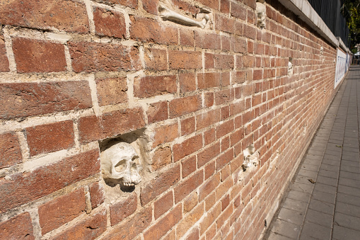 Wall of the former US Embassy in Tehran, now known as the Den of Espionage Museum, Tehran, Iran