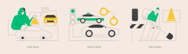 road safety abstract concept vector illustrations. - driving visualization careless car stock illustrations