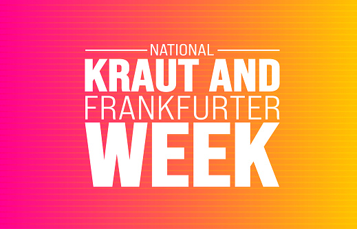 February is National kraut and frankfurter week background template. Holiday concept.
