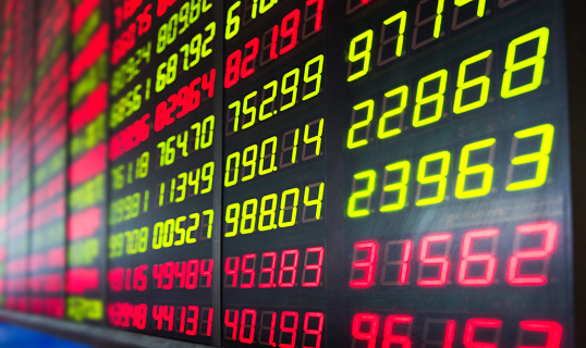 Display of stock exchange market quotes in China