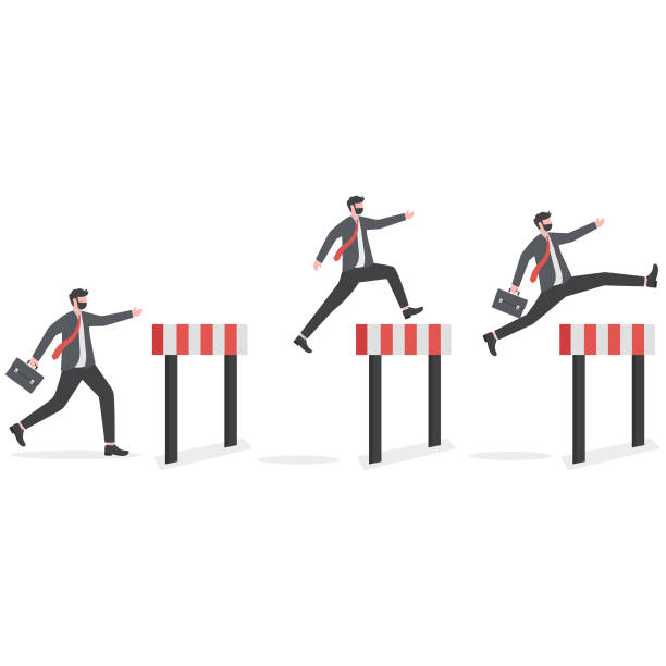 istock Business team jumping over hurdles. concept overcoming obstacles and achieving the goal 1924493686