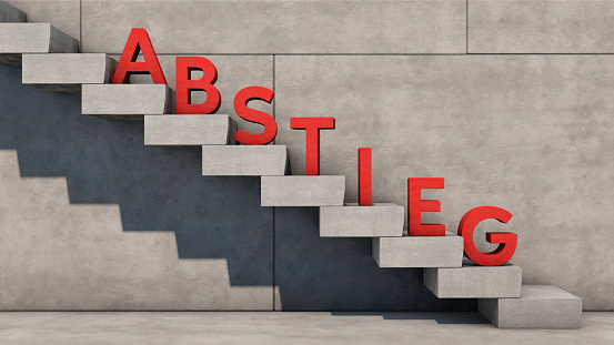 Symbolic image: Staircase with red letters as the German word \