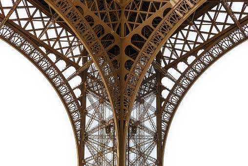 detail of the Eiffel Tower in Paris in France