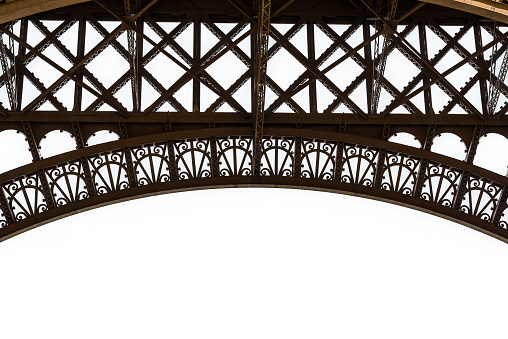 detail of the Eiffel Tower in Paris in France