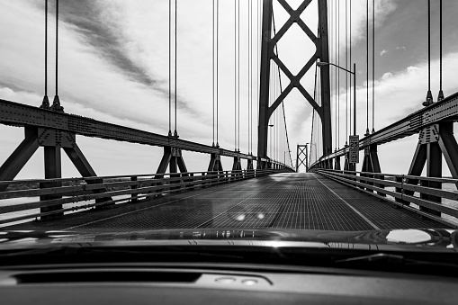 The Ogdensburg Prescott Bridge over the St Lawrence River, this is heading south to USA from Canada.