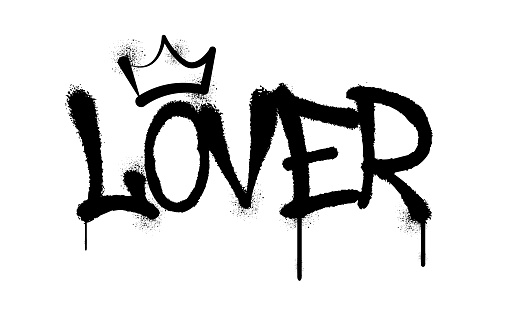 Lover word graffiti black spraypaint airbrush typography style