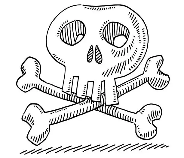 Vector illustration of Cartoon Skull And Crossbones Drawing