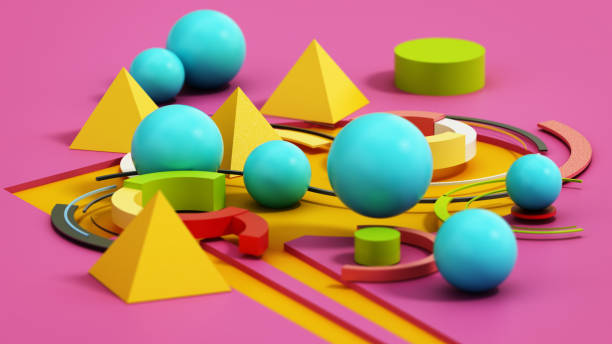 istock 3D geometric shapes with 1980's style colors 1924603590