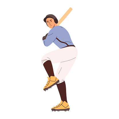 Baseball player. Flat vector illustration isolated on white background