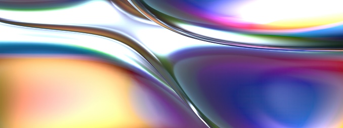 Chrome Rainbow Reflection Metal Ripple Lifelike Liquid Paint Elegant Modern 3D Rendering Abstract Background High quality 3d illustration