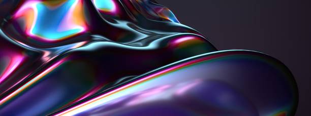 istock Chrome Rainbow Reflection Metal Ripple Liquid Contemporary Surface Elegant Modern 3D Rendering Abstract Background 1924645323