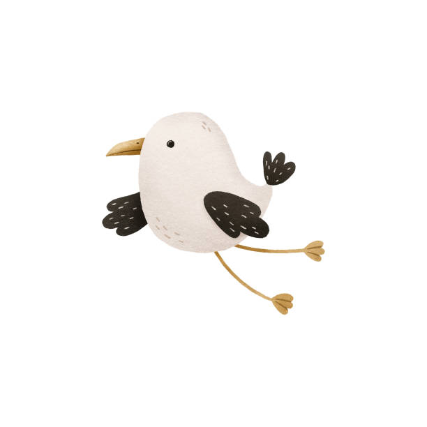Cartoon hand drawn illustration of a sea gull. Funny seagull Cartoon hand drawn illustration of a sea gull. Funny seagull. Sea World. Hand drawn illustration on isolated background. Cute design anchor free pic stock illustrations