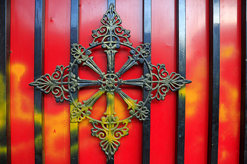 Iron decoration in red background