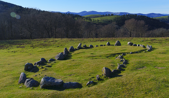 Double cromlech of Oianleku. The Oianleku cromlech is a megalithic monument or megalith located next to the road to Artikutza in the high Bianditz, Aiako Harriak Natural Park, Euskadi.