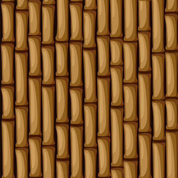 Seamless brown bamboo texture. Bamboo seamless pattern Seamless brown bamboo texture. Bamboo vector seamless pattern cartoon of a pole fence designs stock illustrations