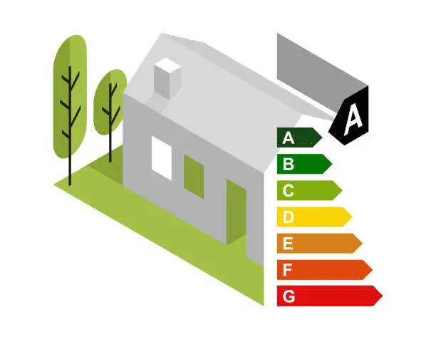 Vector illustration of Energy-efficient house - renovation goals