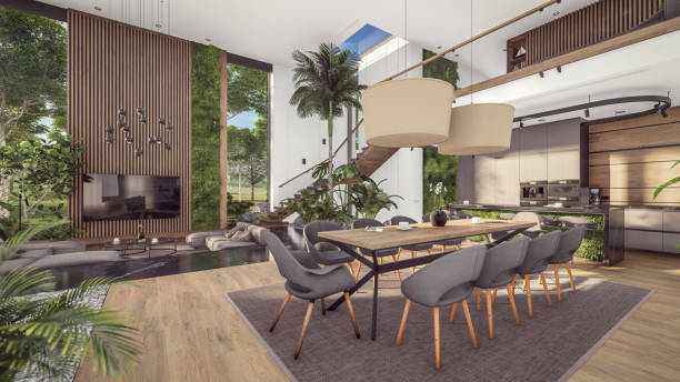 istock 3d rendering of expensive cozy interior with green walls in night 1924778907