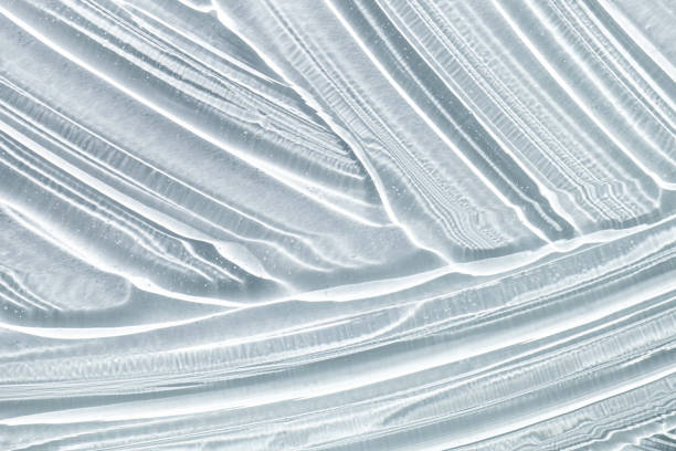 istock Light blue gray transparent white cosmetic texture. Gel smudge swatch on background. 1924784486