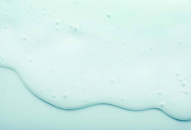 istock Light blue gray transparent white cosmetic texture. Gel smudge swatch on background. 1924785016