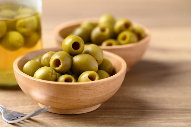 istock Pickled olives, Pitted green olives 1924792371