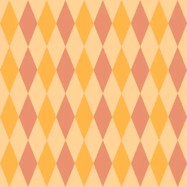 Vector illustration of Seamless diamond pattern in yellow-orange colors. Vector graphics.